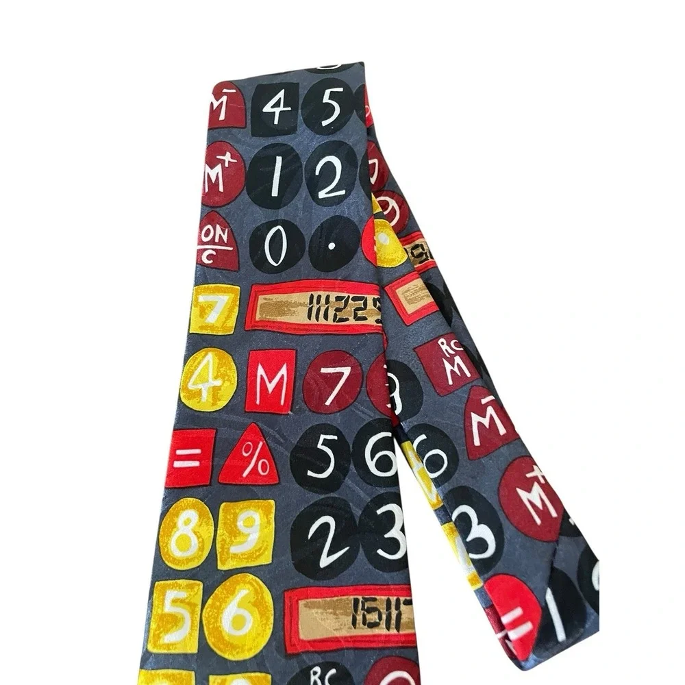 Dino Romaro‎ Handmade Novelty Tie Calculator Print Math Teacher Nerd Science